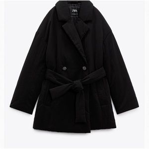 Black quilted double breasted jewel jacket